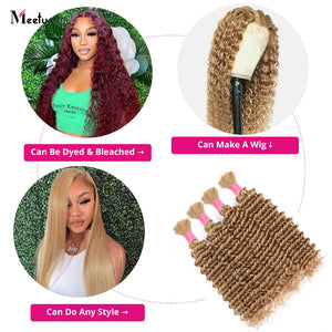 Bulk Human Hair For Braiding Color 27 Deep Wave No Weft Double Drawn Wholesale Boho Braids Deep Wave Human Hair Extensions