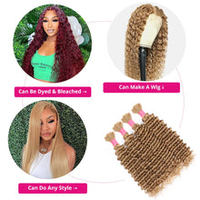 Load image into Gallery viewer, Bulk Human Hair For Braiding Color 27 Deep Wave No Weft Double Drawn Wholesale Boho Braids Deep Wave Human Hair Extensions