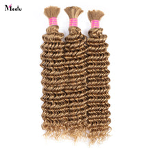 Load image into Gallery viewer, Bulk Human Hair For Braiding Color 27 Deep Wave No Weft Double Drawn Wholesale Boho Braids Deep Wave Human Hair Extensions