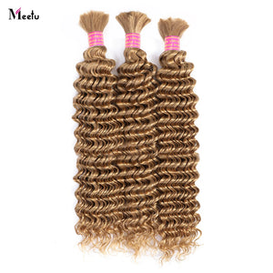 Bulk Human Hair For Braiding Color 27 Deep Wave No Weft Double Drawn Wholesale Boho Braids Deep Wave Human Hair Extensions