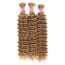 Load image into Gallery viewer, Bulk Human Hair For Braiding Color 27 Deep Wave No Weft Double Drawn Wholesale Boho Braids Deep Wave Human Hair Extensions