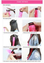 Load image into Gallery viewer, Highlights Hair Rainbow Synthetic Clip On Hair Extensions Ombre Colored Clip Hairpiece Colorful Clip Hair Strands For Festival