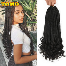 Load image into Gallery viewer, TOMO Box Braids Crochet Hair 14 18 24 Inch 3X Goddess Box Braids Crochet Braids With Curly Ends Ombre Synthetic Braiding Hair