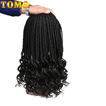 Load image into Gallery viewer, TOMO Box Braids Crochet Hair 14 18 24 Inch 3X Goddess Box Braids Crochet Braids With Curly Ends Ombre Synthetic Braiding Hair
