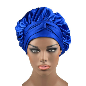 Satin Tie Bonnet Spandex Wide Stretchy Band Long Tail Women's Hat Satin Cheveux Nuit Silk Sleeping Night Cap Bonnets for Women