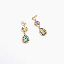 Load image into Gallery viewer, Japan Luxury Natural Abalone Shell Teardrop Pendant Clip on Earrings No Pierced  New Zealand Shell Ear Clips for Women Jewelry