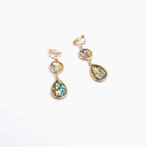 Japan Luxury Natural Abalone Shell Teardrop Pendant Clip on Earrings No Pierced  New Zealand Shell Ear Clips for Women Jewelry