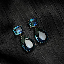 Load image into Gallery viewer, Luxury Square Blue Green Zircon Earrings for Women Trendy Jewelry Exquisite Gold Color Geometry Drop Dangle Earring