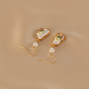Flower Women Earrings Retro  Elegant Pearl Flower