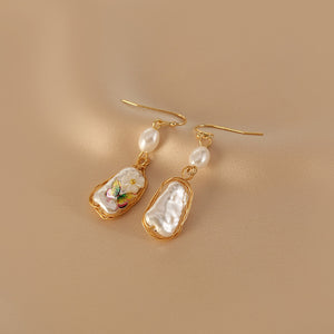Flower Women Earrings Retro  Elegant Pearl Flower