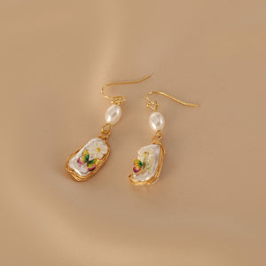 Flower Women Earrings Retro  Elegant Pearl Flower