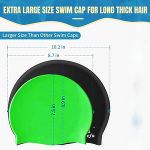 Extra Large Swim Cap for Women Long Hair Braids Dreadlocks, Silicone bathing Swimming Caps,Weaves, Curls & Afros, waterproof