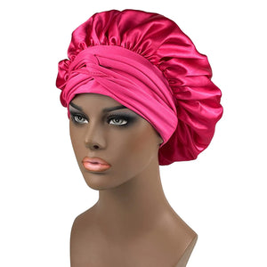 Satin Tie Bonnet Spandex Wide Stretchy Band Long Tail Women's Hat Satin Cheveux Nuit Silk Sleeping Night Cap Bonnets for Women