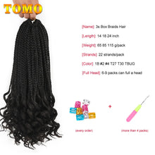 Load image into Gallery viewer, TOMO Box Braids Crochet Hair 14 18 24 Inch 3X Goddess Box Braids Crochet Braids With Curly Ends Ombre Synthetic Braiding Hair