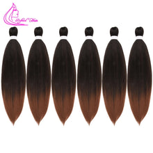 Load image into Gallery viewer, Refined Hair Pre stretched EZ Braid Synthetic Ombre Brown Light Brown Braids Extensions Senegal Twist Yaki Straight Crochet Hair