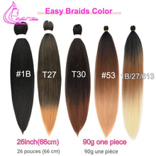 Load image into Gallery viewer, Refined Hair Pre stretched EZ Braid Synthetic Ombre Brown Light Brown Braids Extensions Senegal Twist Yaki Straight Crochet Hair