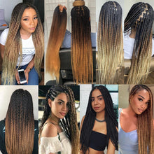 Load image into Gallery viewer, Refined Hair Pre stretched EZ Braid Synthetic Ombre Brown Light Brown Braids Extensions Senegal Twist Yaki Straight Crochet Hair