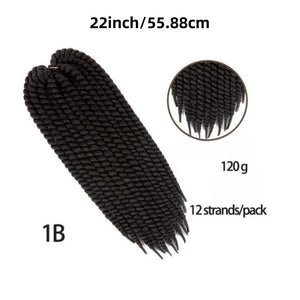 22inch 1B Color Mambo Havana Twist Braids Hair Senegalese Twist Crochet Synthetic Braiding Hair Extensions For Women
