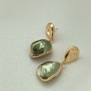 Vintage Baroque Style Original Special-shaped Pearl Earrings For Women Wedding Gift Pink Green Pearl Drop Earrings Jewelry