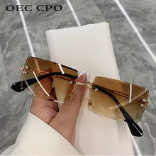 Load image into Gallery viewer, Fashion Popular Rimless Rectangle Sunglasses Women Men Shades Alloy Glasses UV400 O264