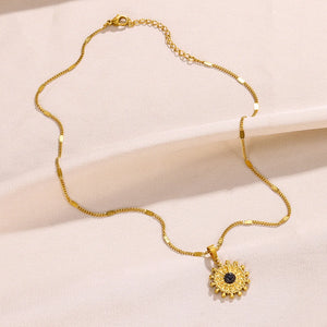 Natural Stone Round Necklace Stainless Steel Aesthetic Texture Pendant Necklaces For Women Gold Color Chain Trend Hippie Jewelry