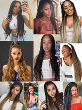 Load image into Gallery viewer, Refined Hair Pre stretched EZ Braid Synthetic Ombre Brown Light Brown Braids Extensions Senegal Twist Yaki Straight Crochet Hair
