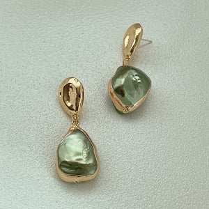 Vintage Baroque Style Original Special-shaped Pearl Earrings For Women Wedding Gift Pink Green Pearl Drop Earrings Jewelry