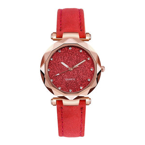Casual Women Romantic Starry Sky Wrist Watch Leather Rhinestone Designer Ladies Clock Simple Dress watch