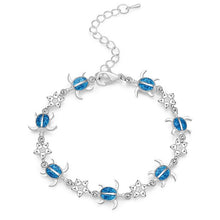 Load image into Gallery viewer, Summer dolphin turtle bracelet blue opal silver color hand chain beach jewlery