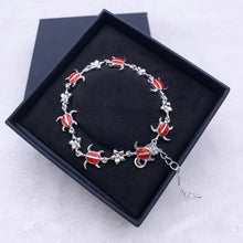 Load image into Gallery viewer, Summer dolphin turtle bracelet blue opal silver color hand chain beach jewlery
