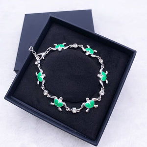 Summer dolphin turtle bracelet blue opal silver color hand chain beach jewlery