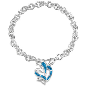 Summer dolphin turtle bracelet blue opal silver color hand chain beach jewlery
