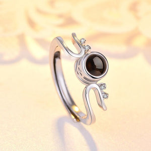 Rose Gold&Silver 100 languages I love you Projection Ring Romantic Love Memory Wedding Ring Jewelry