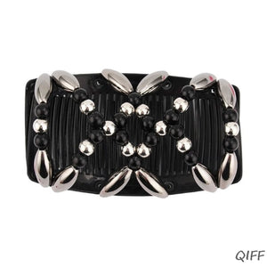 Handmade beaded elastic  hair comb