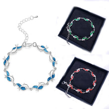 Load image into Gallery viewer, Summer dolphin turtle bracelet blue opal silver color hand chain beach jewlery