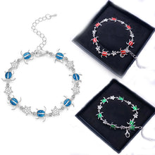 Load image into Gallery viewer, Summer dolphin turtle bracelet blue opal silver color hand chain beach jewlery