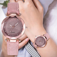 Load image into Gallery viewer, Casual Women Romantic Starry Sky Wrist Watch Leather Rhinestone Designer Ladies Clock Simple Dress watch