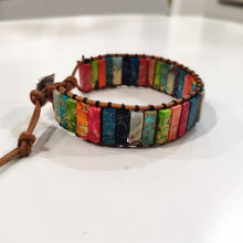Load image into Gallery viewer, Natural Stone Handmade Multi Color leather bead Chakra Bracelet
