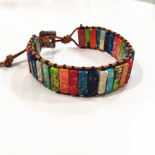 Load image into Gallery viewer, Natural Stone Handmade Multi Color leather bead Chakra Bracelet