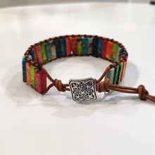 Load image into Gallery viewer, Natural Stone Handmade Multi Color leather bead Chakra Bracelet