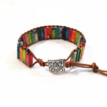 Load image into Gallery viewer, Natural Stone Handmade Multi Color leather bead Chakra Bracelet