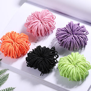 100PCS Candy Colors Nylon  Rubber Bands Safe Elastic Hair Bands Ponytail Holder Kids/woman Hair Accessories