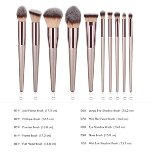 10pcs/set Champagne makeup brushes set for cosmetic foundation powder blush eyeshadow kabuki blending make up brush beauty tool