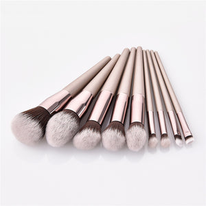 10pcs/set Champagne makeup brushes set for cosmetic foundation powder blush eyeshadow kabuki blending make up brush beauty tool