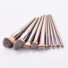 Load image into Gallery viewer, 10pcs/set Champagne makeup brushes set for cosmetic foundation powder blush eyeshadow kabuki blending make up brush beauty tool