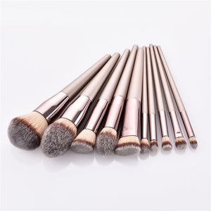10pcs/set Champagne makeup brushes set for cosmetic foundation powder blush eyeshadow kabuki blending make up brush beauty tool