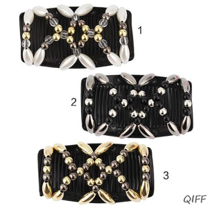 Handmade beaded elastic  hair comb