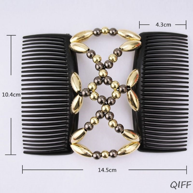 Handmade beaded elastic  hair comb