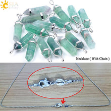 Load image into Gallery viewer, Fluorite Necklaces Crystal Pendants Natural Gem Stone Quartz Bullet Hexagonal Pendulum Suspension Jewelry