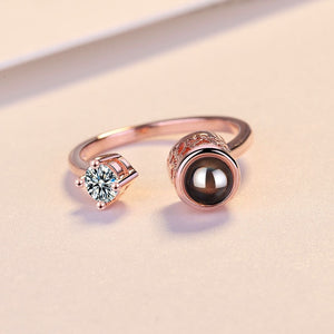 Rose Gold&Silver 100 languages I love you Projection Ring Romantic Love Memory Wedding Ring Jewelry